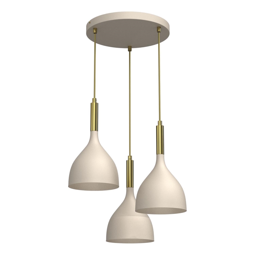 Pakabinamas sietynas NOAK 3xE27/15W/230V smėlio spalva/auksas