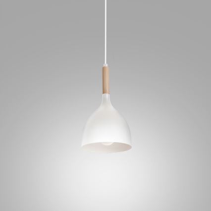Pakabinamas sietynas NOAK WOOD 1xE27/15W/230V balta/bukas