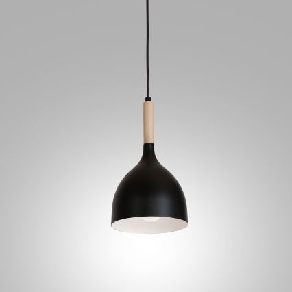 Pakabinamas sietynas NOAK WOOD 1xE27/15W/230V juoda/bukas