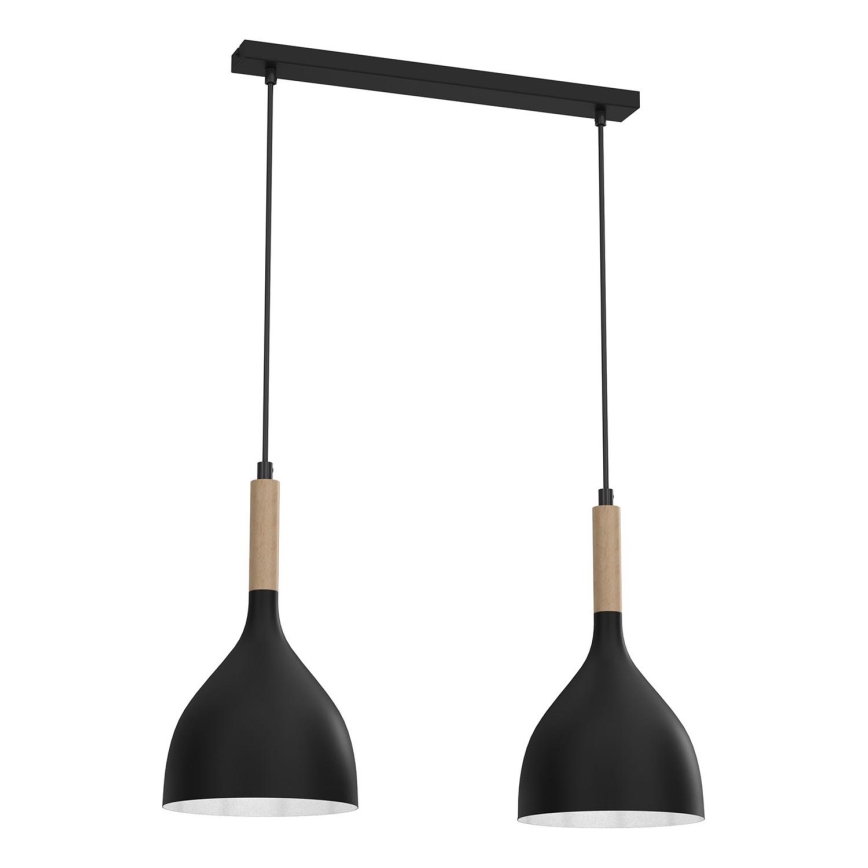 Pakabinamas sietynas NOAK WOOD 2xE27/15W/230V juoda/bukas