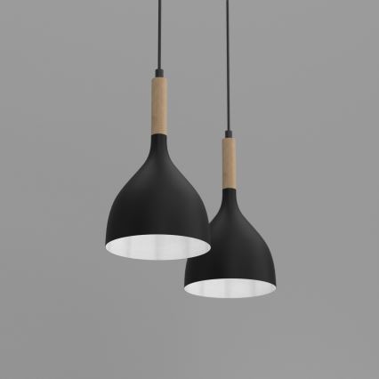 Pakabinamas sietynas NOAK WOOD 2xE27/15W/230V juoda/bukas