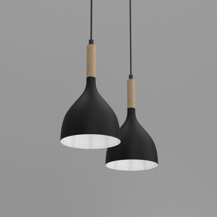 Pakabinamas sietynas NOAK WOOD 2xE27/15W/230V juoda/bukas