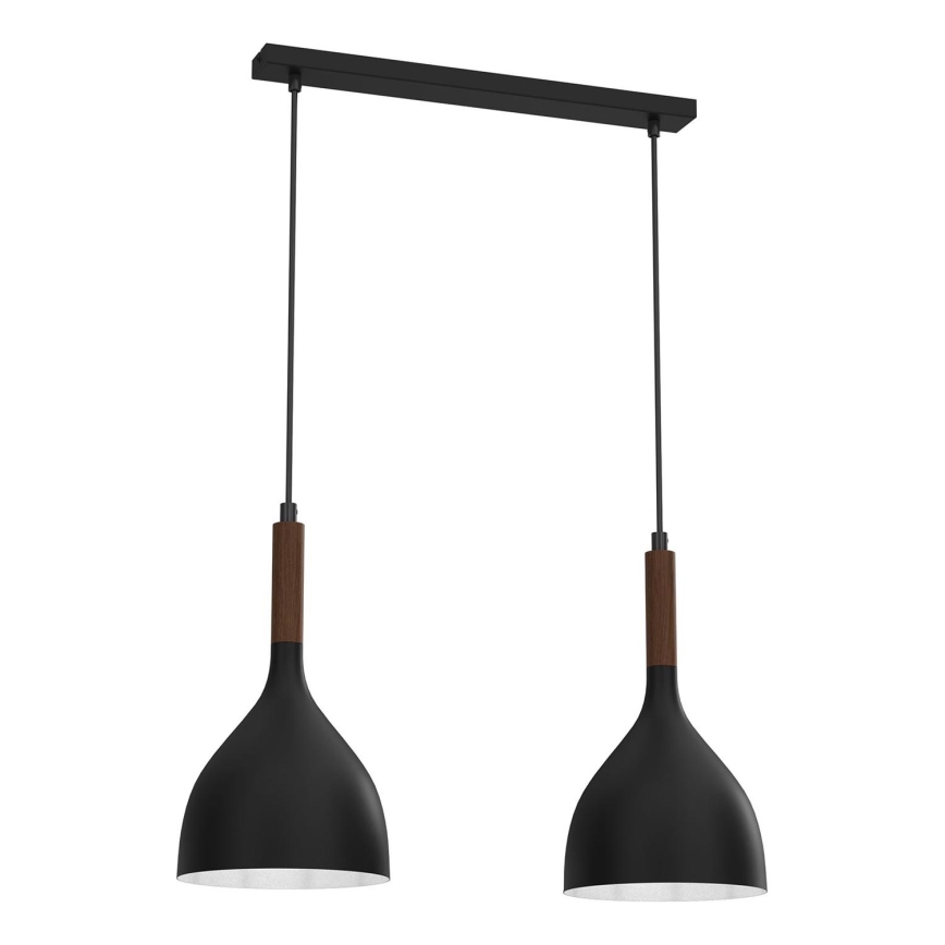 Pakabinamas sietynas NOAK WOOD 2xE27/15W/230V juoda/bukas