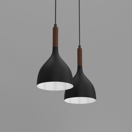 Pakabinamas sietynas NOAK WOOD 2xE27/15W/230V juoda/bukas