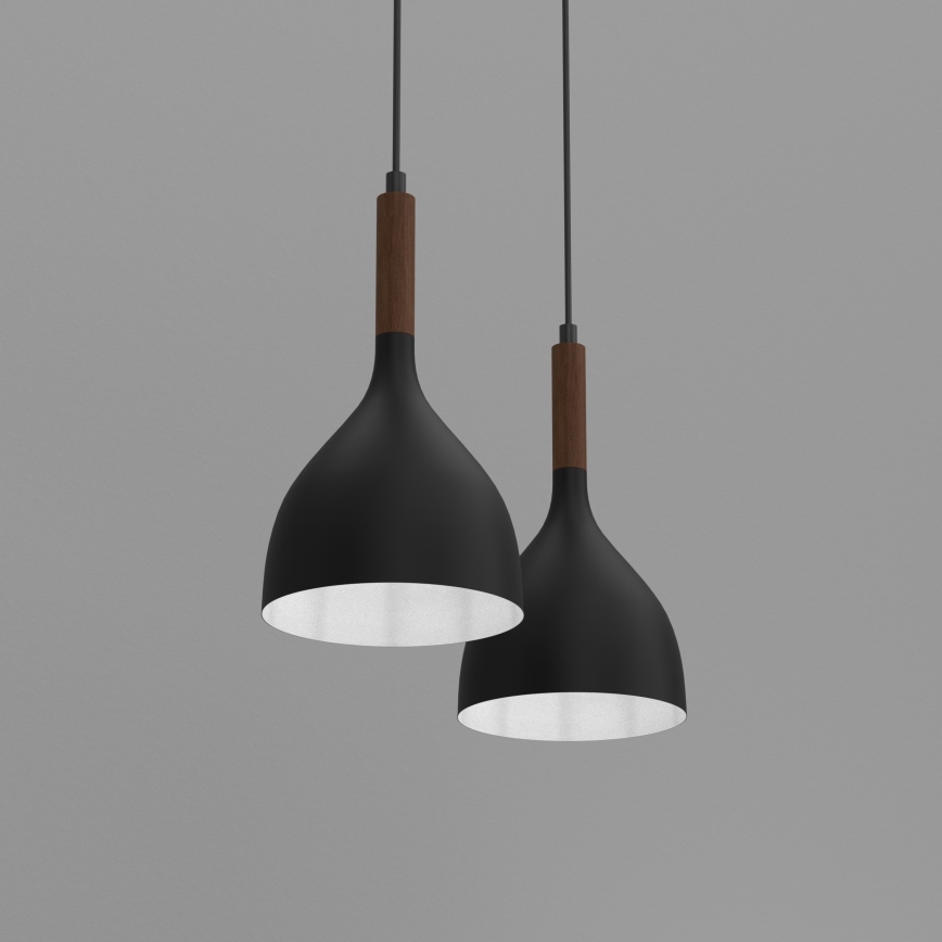 Pakabinamas sietynas NOAK WOOD 2xE27/15W/230V juoda/bukas