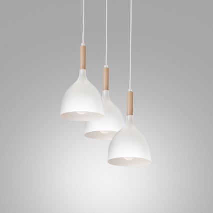Pakabinamas sietynas NOAK WOOD 3xE27/15W/230V balta/bukas
