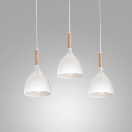 Pakabinamas sietynas NOAK WOOD 3xE27/15W/230V balta/bukas