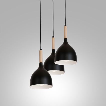 Pakabinamas sietynas NOAK WOOD 3xE27/15W/230V juoda/bukas