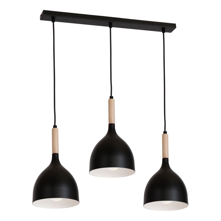 Pakabinamas sietynas NOAK WOOD 3xE27/15W/230V juoda/bukas