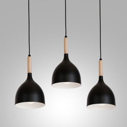 Pakabinamas sietynas NOAK WOOD 3xE27/15W/230V juoda/bukas