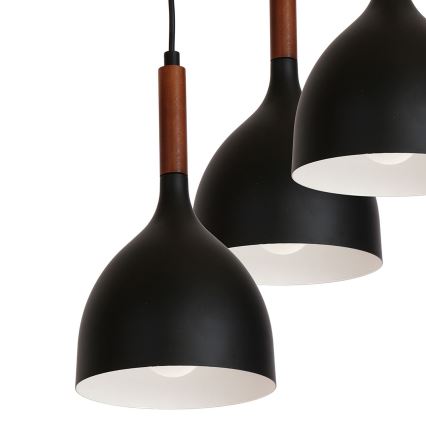 Pakabinamas sietynas NOAK WOOD 3xE27/15W/230V juoda/bukas