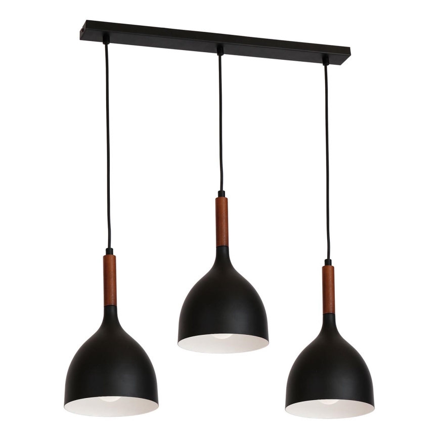 Pakabinamas sietynas NOAK WOOD 3xE27/15W/230V juoda/bukas