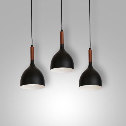 Pakabinamas sietynas NOAK WOOD 3xE27/15W/230V juoda/bukas