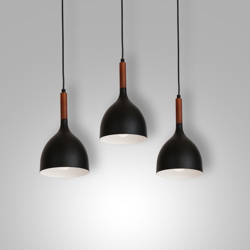 Pakabinamas sietynas NOAK WOOD 3xE27/15W/230V juoda/bukas