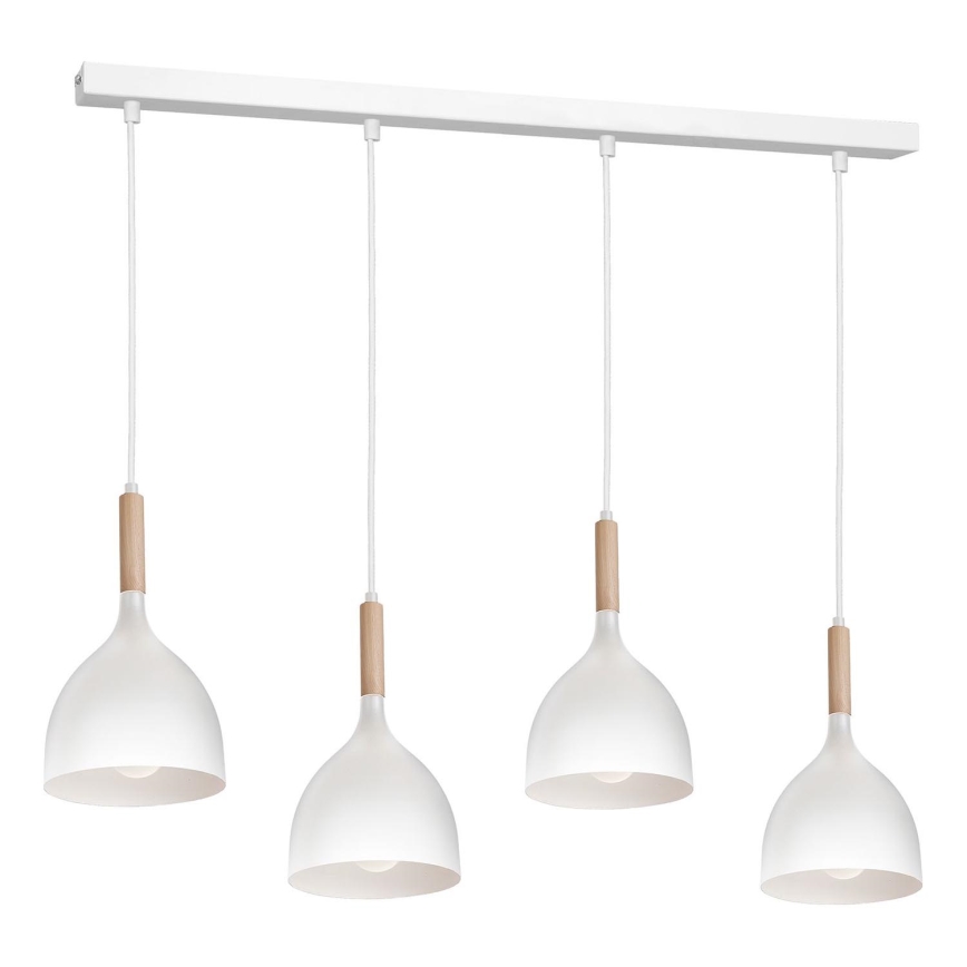 Pakabinamas sietynas NOAK WOOD 4xE27/15W/230V balta/bukas