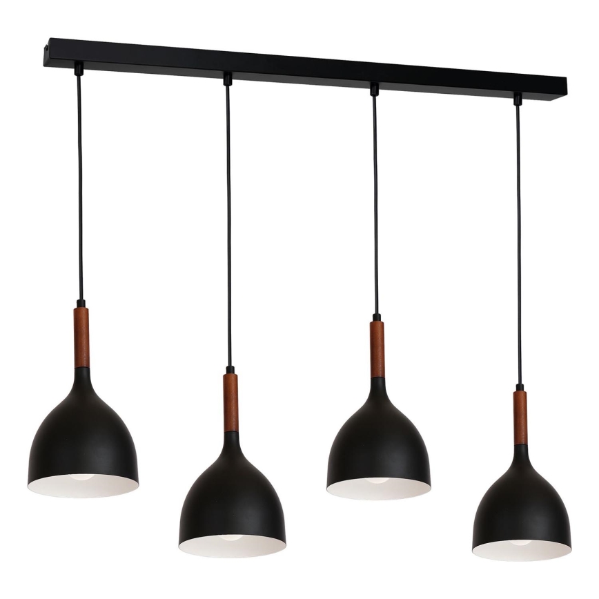 Pakabinamas sietynas NOAK WOOD 4xE27/15W/230V juoda/bukas