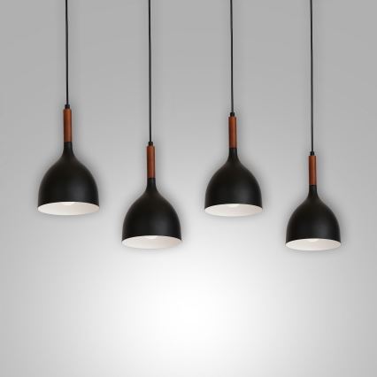 Pakabinamas sietynas NOAK WOOD 4xE27/15W/230V juoda/bukas