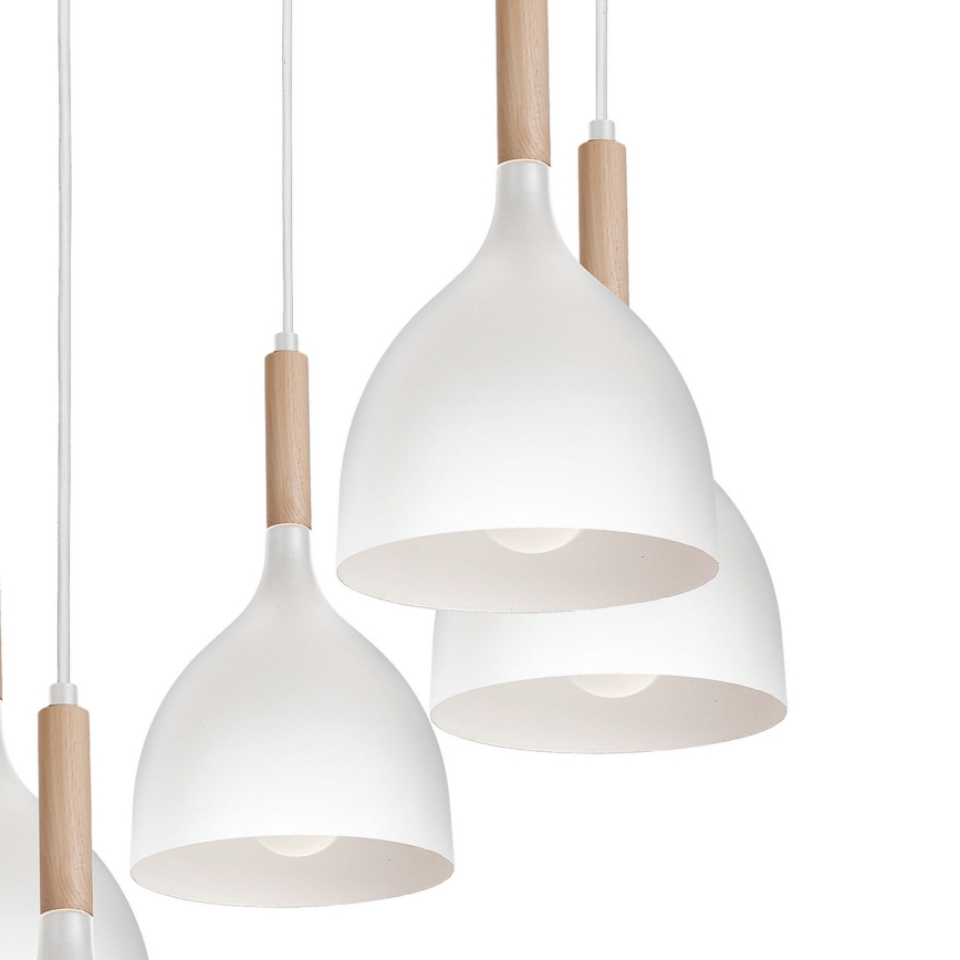 Pakabinamas sietynas NOAK WOOD 5xE27/15W/230V balta/bukas
