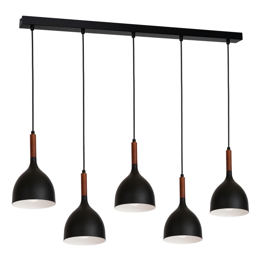 Pakabinamas sietynas NOAK WOOD 5xE27/15W/230V juoda/bukas