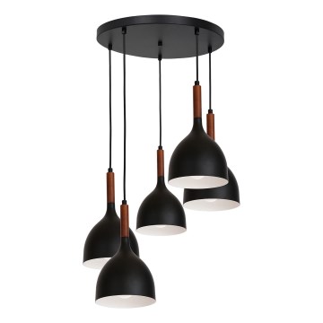 Pakabinamas sietynas NOAK WOOD 5xE27/15W/230V juoda/bukas