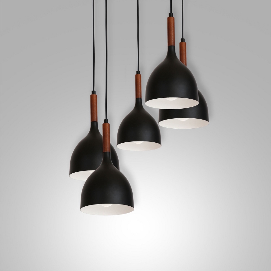 Pakabinamas sietynas NOAK WOOD 5xE27/15W/230V juoda/bukas