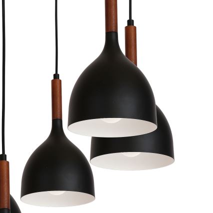 Pakabinamas sietynas NOAK WOOD 5xE27/15W/230V juoda/bukas