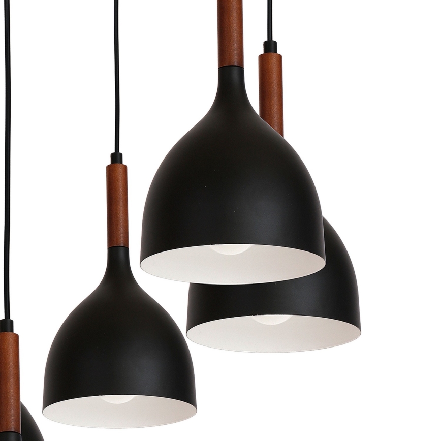 Pakabinamas sietynas NOAK WOOD 5xE27/15W/230V juoda/bukas