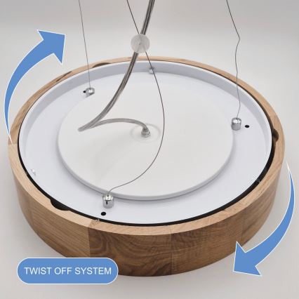Pakabinamas sietynas OAK 3xE27/60W/230V ąžuolas ø 47,5 cm - FSC sertifikuota