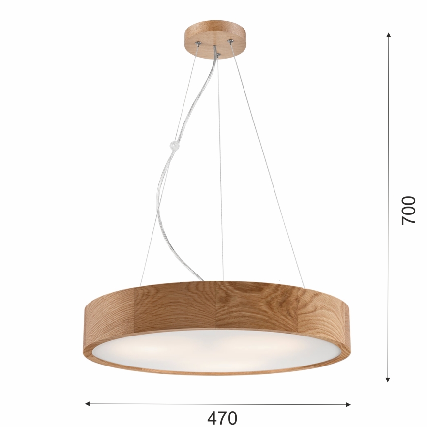 Pakabinamas sietynas OAK 3xE27/60W/230V ąžuolas ø 47,5 cm - FSC sertifikuota