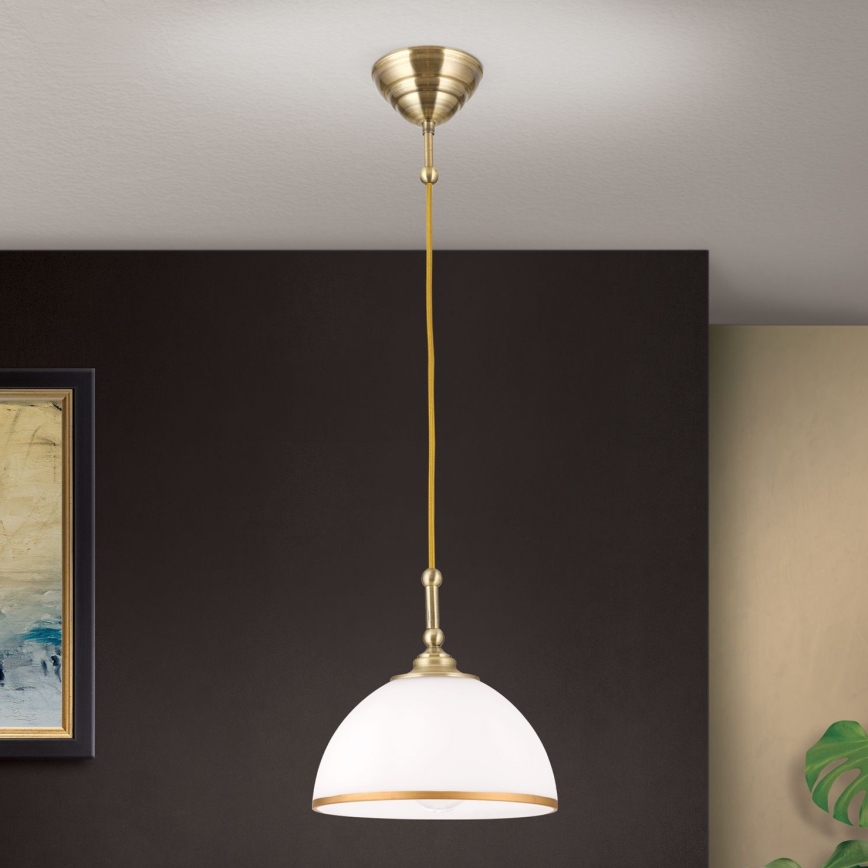 Pakabinamas sietynas OLD LAMP 1xE27/40W/230V balta/žalvaris