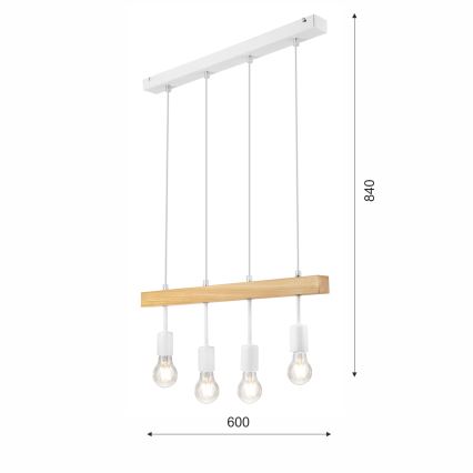 Pakabinamas sietynas ORAZIO 4xE27/60W/230V bukas - FSC sertifikuota