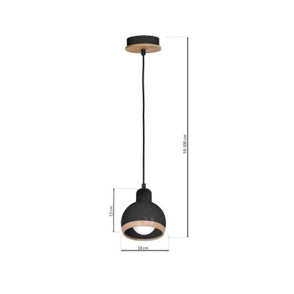 Pakabinamas sietynas OVAL 1xE27/60W/230V juodas