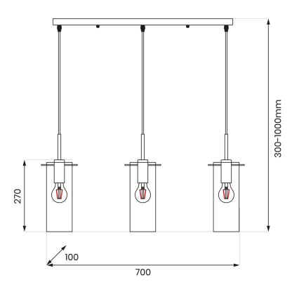 Pakabinamas sietynas PADOVA 3xE27/15W/230V juoda