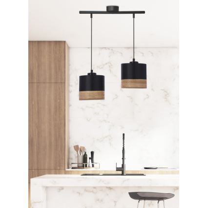 Pakabinamas sietynas PORTO 2xE27/60W/230V juoda/ruda
