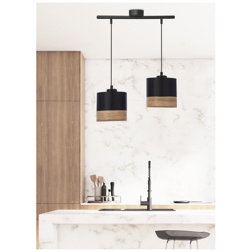 Pakabinamas sietynas PORTO 2xE27/60W/230V juoda/ruda