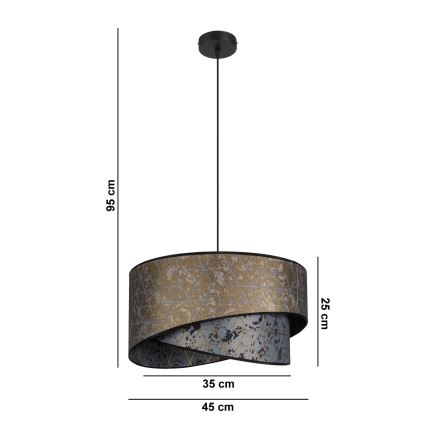 Pakabinamas sietynas REZO 1xE27/60W/230V pilkas/aukso spalvos