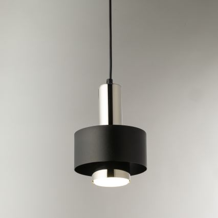 Pakabinamas sietynas RIF LUX 1xGX53/12W/230V diametras 15 cm juoda/blizgus chromas