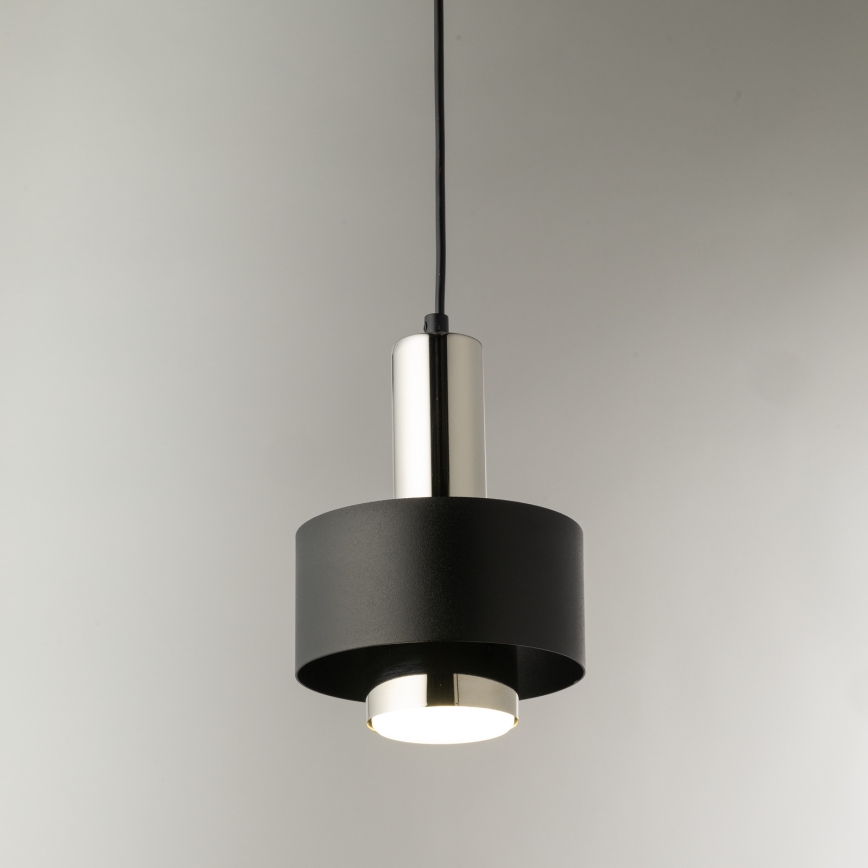 Pakabinamas sietynas RIF LUX 1xGX53/12W/230V diametras 15 cm juoda/blizgus chromas
