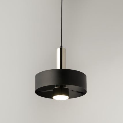 Pakabinamas sietynas RIF LUX 1xGX53/12W/230V diametras 25 cm juoda/blizgus chromas