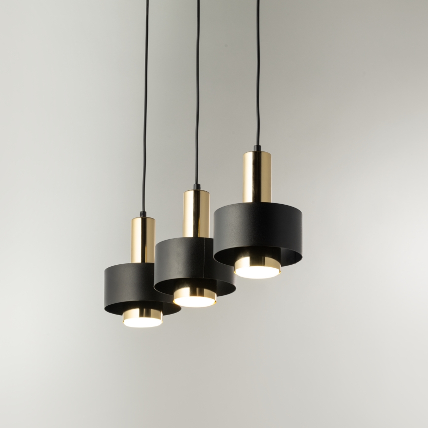 Pakabinamas sietynas RIF LUX 3xGX53/12W/230V juoda/auksas