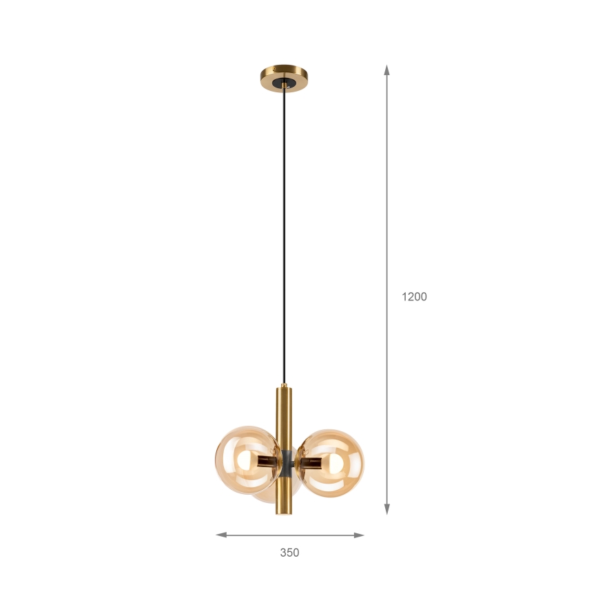 Pakabinamas sietynas ROLLO 3xE14/5W/230V auksas/dūminis smėlio spalva
