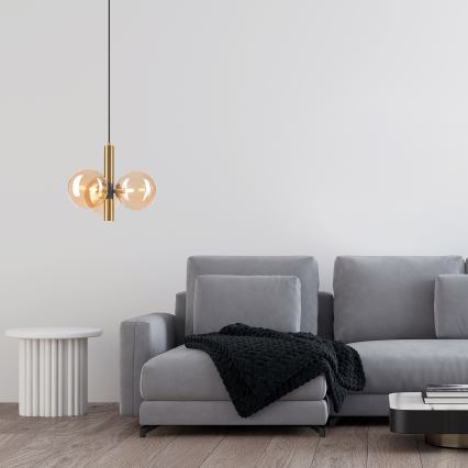 Pakabinamas sietynas ROLLO 3xG9/5W/230V auksas/dūminis smėlio spalva