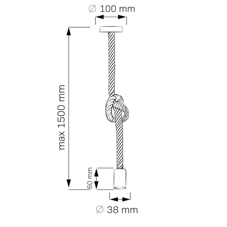 Pakabinamas sietynas ROPE 1xE27/12W/230V