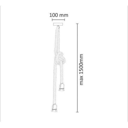 Pakabinamas sietynas ROPE 2xE27/12W/230V