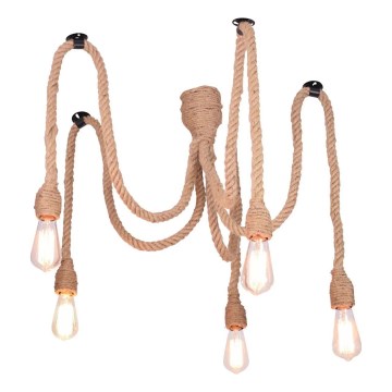 Pakabinamas sietynas ROPE CASA 5xE27/12W/230V voras