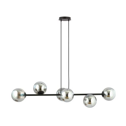 Pakabinamas sietynas ROSSI 6xE14/10W/230V juoda/pilka