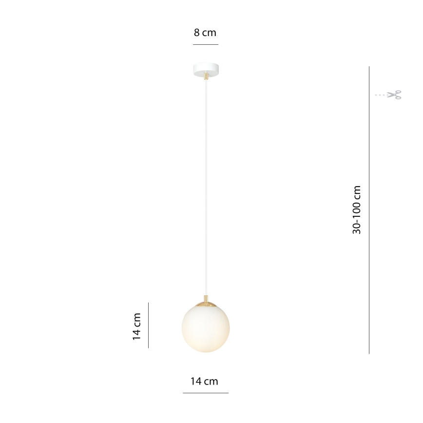 Pakabinamas sietynas ROYAL 1xE14/10W/230V diametras 14 cm balta