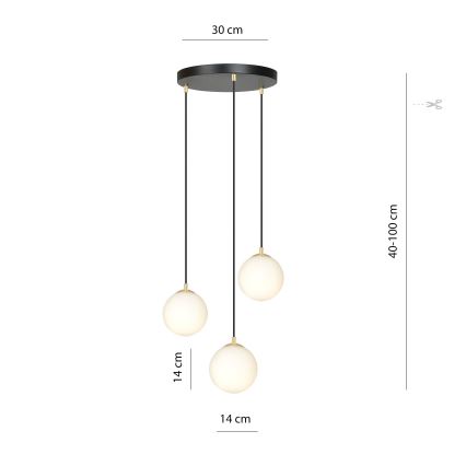 Pakabinamas sietynas ROYAL 3xE14/10W/230V diametras 30 cm juoda