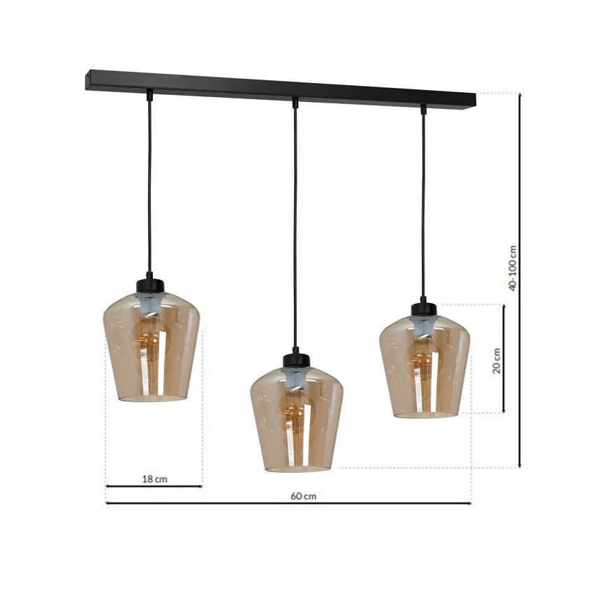 Pakabinamas sietynas SANTIAGO 3xE27/60W/230V rudas