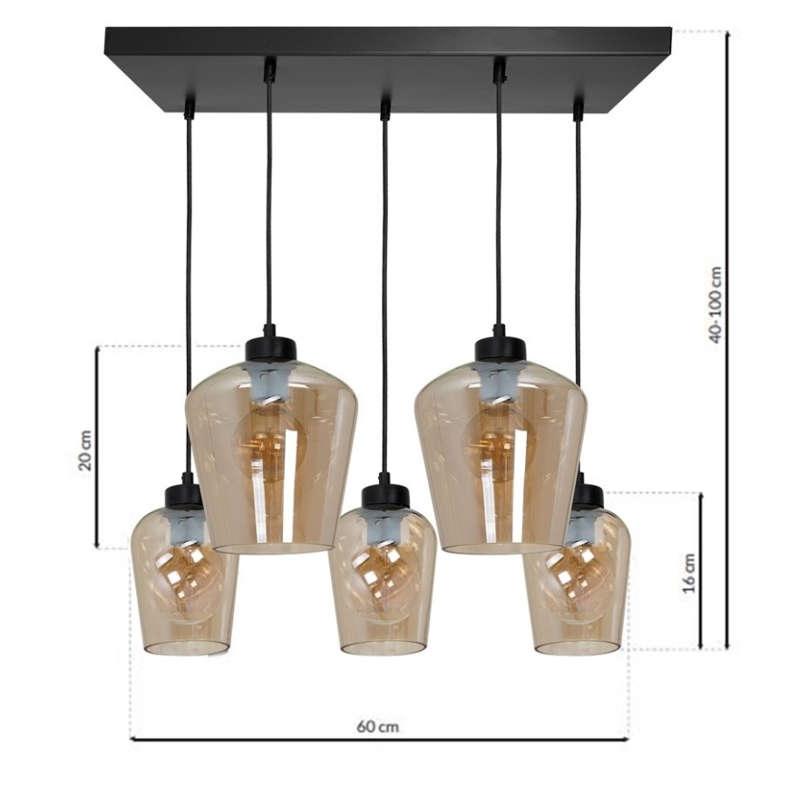 Pakabinamas sietynas SANTIAGO 5xE27/60W/230V rudas